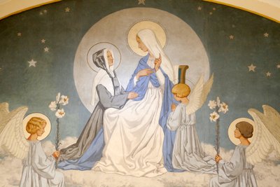 Caterina Labouré e la Vergine Maria. Affresco. Cappella della Madonna della Medaglia Miracolosa, Parigi da Unbekannt