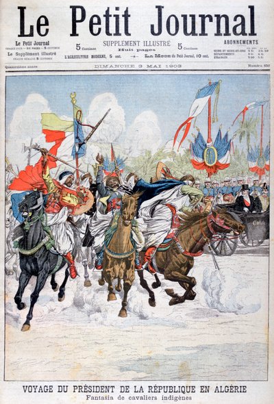 Cavalcata di truppe native durante la visita del Presidente Loubet in Algeria, 1903 da Unbekannt