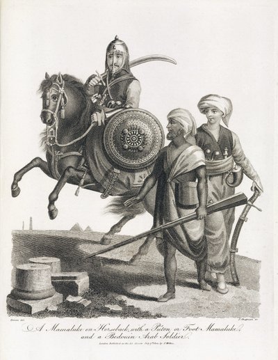 Cavaliere mamelucco e soldati della fanteria mamelucca e beduina, 1804 da Unbekannt