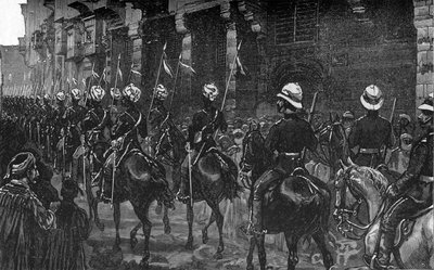 Dimostrazione di Cavalleria nel Quartiere Arabo, Il Cairo, c1882-85 da Unbekannt