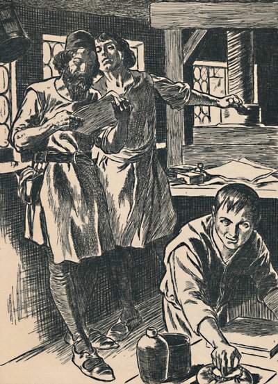 Caxton nella sua tipografia, c1907 da Unbekannt