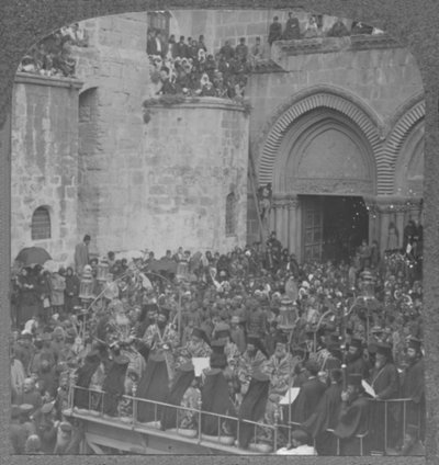 Cerimonia del lavaggio dei piedi dei discepoli alla Chiesa del Santo Sepolcro, c1900 da Unbekannt