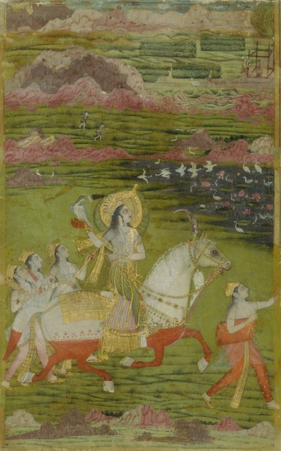 Chand Bibi a Caccia con Attendants in un Paesaggio da Unbekannt