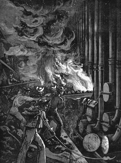 Caricamento dei retorti alla gasiera di Beckton, Londra, 1878 da Unbekannt