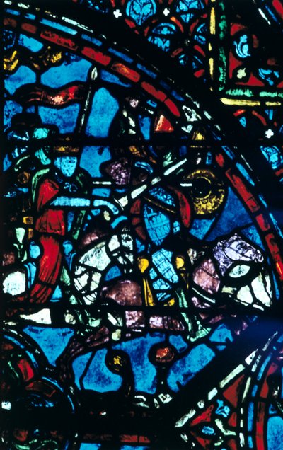Carlo Magno combatte i Saraceni, vetrata, Cattedrale di Chartres, Francia, c1225 da Unbekannt