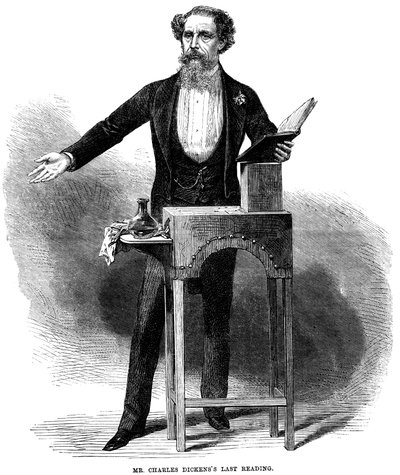 Charles Dickens che tiene la sua ultima lettura pubblica a St James