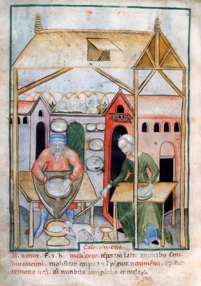 Produzione di formaggio, 1390-1400 da Unbekannt