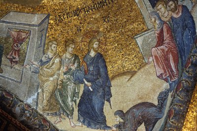 Chiesa museo di Chora: mosaico raffigurante la donna che chiede a Gesù la guarigione, Istanbul, Turchia da Unbekannt