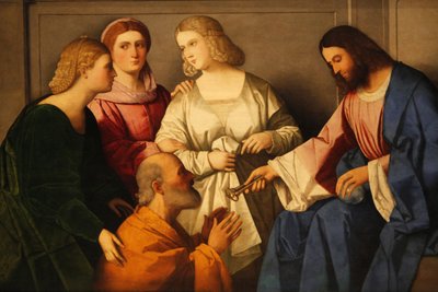 Cristo che consegna le chiavi a San Pietro di Vincenzo Catena Madrid Spagna da Unbekannt