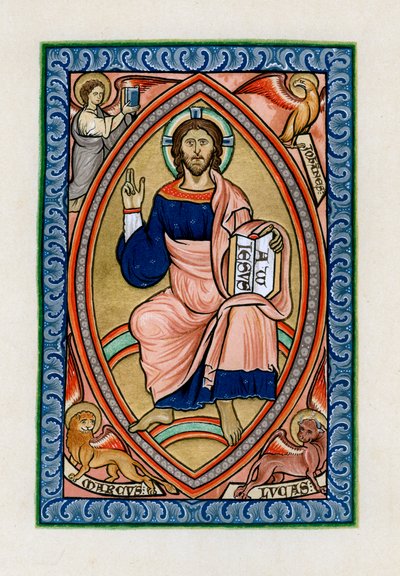 Cristo in gloria con i simboli dei quattro evangelisti, c1200 da Unbekannt