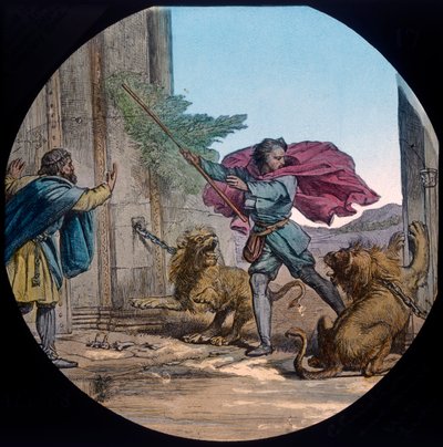 Cristiano incontra due leoni, c1910 da Unbekannt