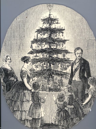 Natale con la Regina Vittoria, il Principe Alberto, i loro figli e la madre della Regina Vittoria, nel 1848 da Unbekannt