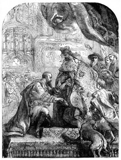 Cristoforo Colombo ricevuto da Ferdinando e Isabella a Barcellona, c1490, 1872 da Unbekannt