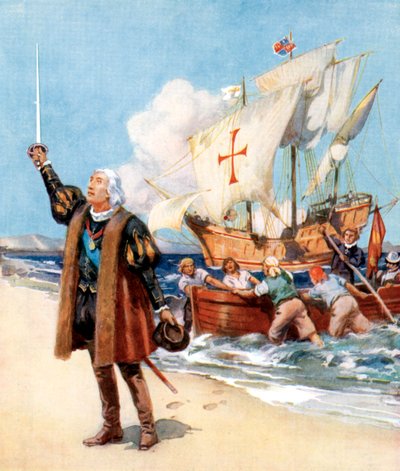 Cristoforo Colombo sbarca in America, 1492, c1920 da Unbekannt