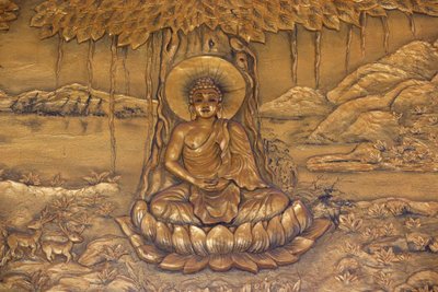 Pagoda buddista Chua Thiep Long. Buddha Shakyamuni seduto in meditazione. Thay Ninh, Vietnam da Unbekannt