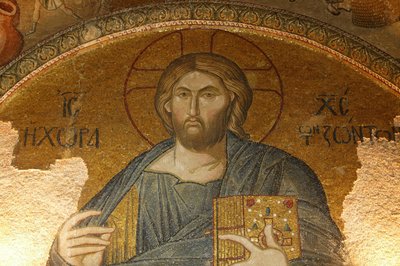 Chiesa di San Salvatore di Chora. Mosaico del tetto di Cristo Pantocratore (in gloria), Istanbul, Turchia da Unbekannt