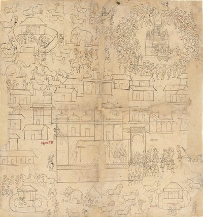 Veduta urbana, XVIII-XIX secolo da Unbekannt