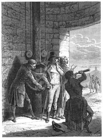 Claude Chappe che dimostra il suo sistema di telegrafo ottico a semaforo nel 1793 c. 1870 da Unbekannt