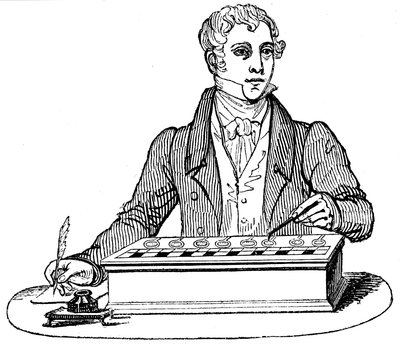 Impiegato che usa una macchina addizionatrice Pascal, 1835 da Unbekannt