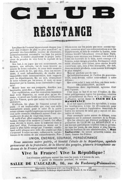 Club de la Résistance, dai manifesti politici francesi della Comune di Parigi, maggio 1871 da Unbekannt