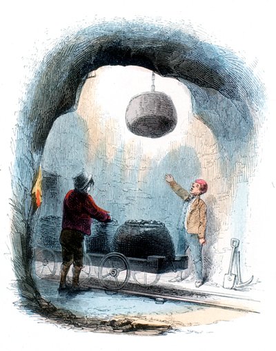 Estrazione del carbone: invio di ceste di carbone alla superficie di una miniera, 1852 da Unbekannt
