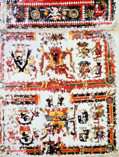Codex Borgianus che mostra divinità confrontanti, Mixtec, Messico precolombiano, XII-XVI secolo da Unbekannt