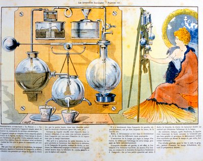Macchina per fare caffè o tè riscaldata da una piccola lampada a spirito, 1900 da Unbekannt