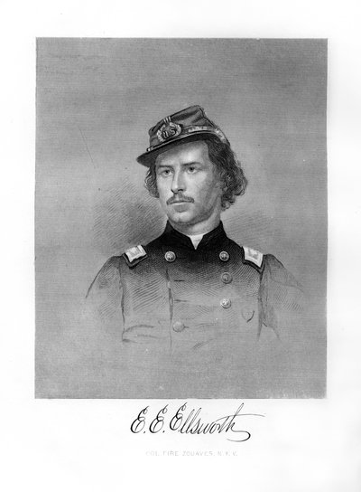 Colonnello Ephraim Elmer Ellsworth, soldato americano, 1872 da Unbekannt