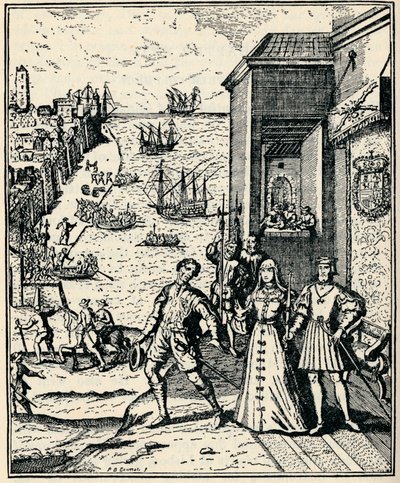Colombo con Ferdinando e Isabella, 3 agosto 1492 da Unbekannt