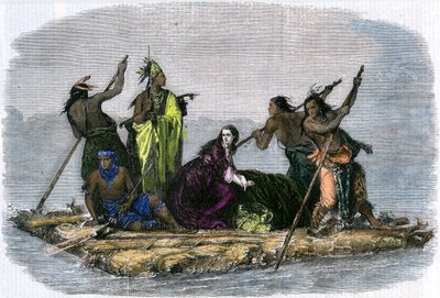 Comanches che portano via una ragazza prigioniera, c. 1860 da Unbekannt