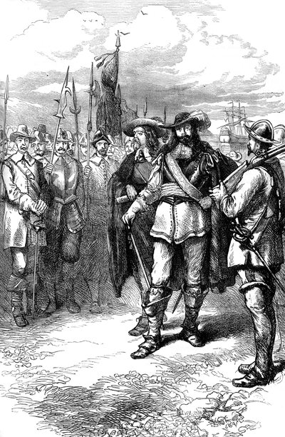 I commissari sbarcano a Boston, XVII secolo c1880 da Unbekannt