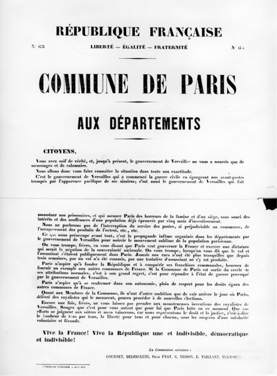 Commune di Parigi, dai manifesti politici francesi della Comune di Parigi, maggio 1871 da Unbekannt