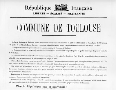 Comune di Tolosa, dai manifesti politici francesi della Comune di Parigi da Unbekannt