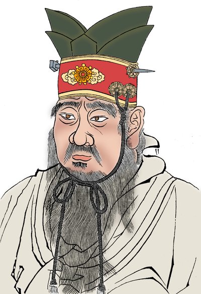 Confucio 551-479 a.C., filosofo cinese. Da un calco di una lastra di marmo in un tempio confuciano da Unbekannt