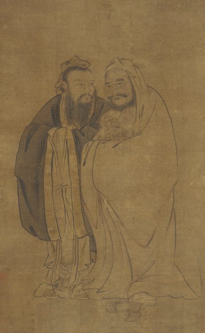 Confucio e Buddha che cullano un Qilin da Unbekannt