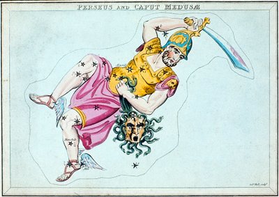 Costellazione di Perseo, che mostra lui che porta la testa di Medusa da Unbekannt