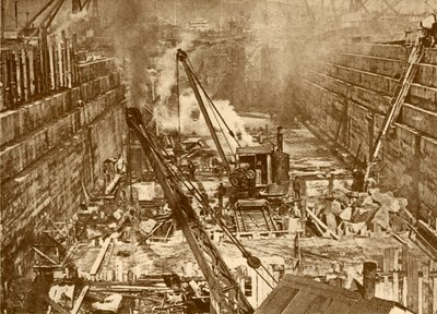 Costruzione di un bacino di carenaggio a Swansea, c1930 da Unbekannt