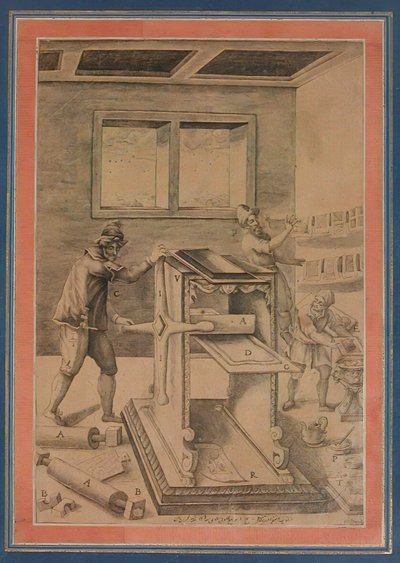 Stampatori di lastre di rame al lavoro, foglio dall