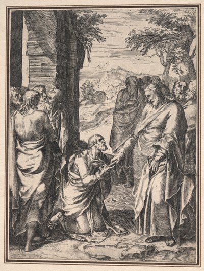 Copia di Cornelis Cort: Cristo dà la chiave della Chiesa a San Pietro da Unbekannt