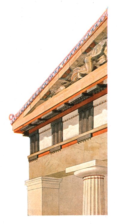 Angolo del frontone del vecchio Tempio di Atena sull