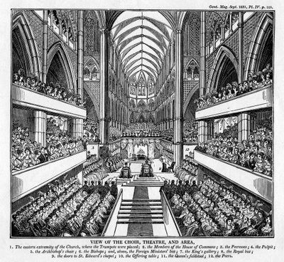 Incoronazione del re Guglielmo IV e della regina Adelaide, Abbazia di Westminster, Londra, 1831 da Unbekannt