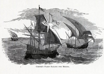 La Flotta di Cortez in Navigazione verso il Messico, 1882 da Unbekannt