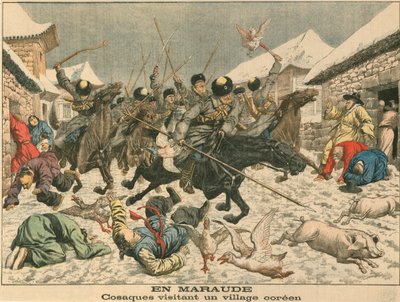 Cosacchi che terrorizzano un villaggio coreano, Guerra russo-giapponese da Unbekannt