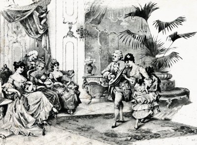 Danza di corte in costume rococò. Circa 1900 da Unbekannt
