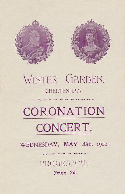 Copertina del programma per un concerto di incoronazione al Winter Garden, Cheltenham, 1902 da Unbekannt