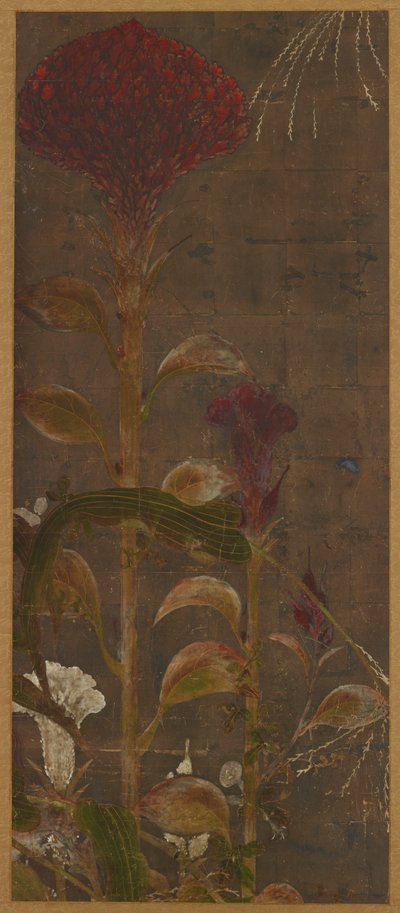 Cresti di gallo, mais e convolvoli, periodo Momoyama, 1568-1615 da Unbekannt