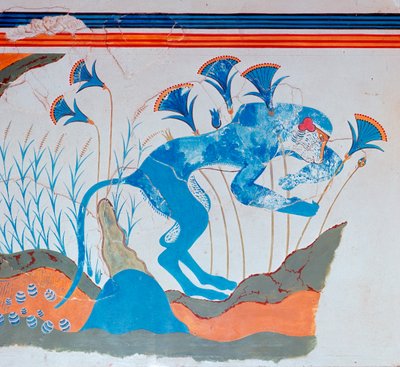 Affresco cretese di una scimmia e papiro da Unbekannt