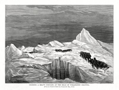 Attraversamento di un pesante pack di ghiaccio alla testa del Canale di Wellington, 1877 da Unbekannt
