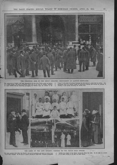 Folle fuori da Lloyds di Londra, chef a bordo, e gli uffici della White Star, 20 aprile 1912 da Unbekannt