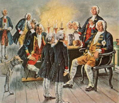Il principe ereditario Federico e il principe Enrico... salutano il padre il re Buona Notte, 1727, 1936 da Unbekannt